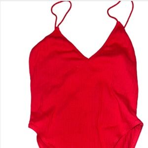 Red tank top v-neck body suit